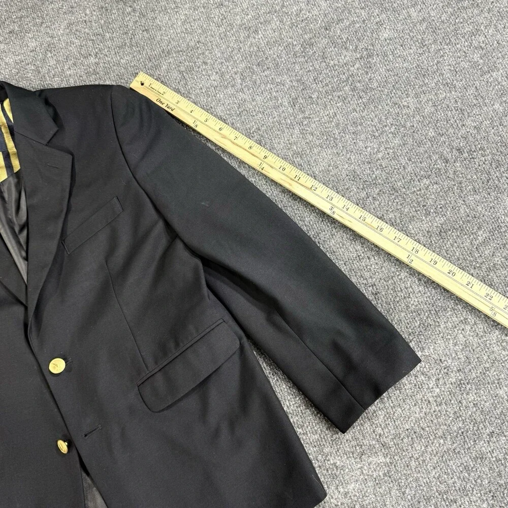 Nautica Mens Black Blazer Sport Coat Gold Button Striped Lining Classic Jacket